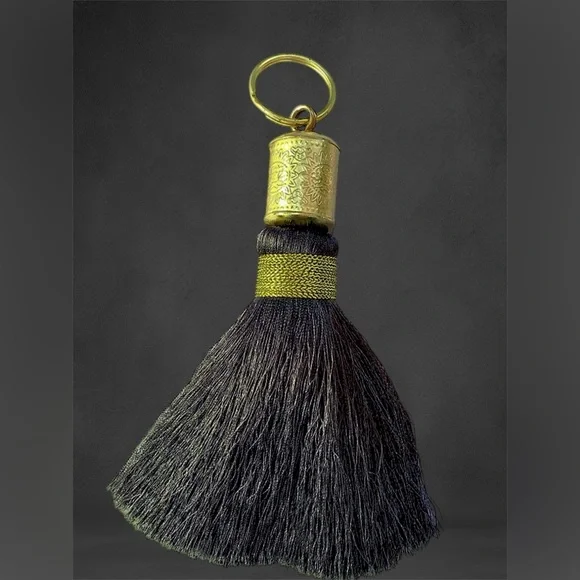 Gold & Black Tassel Keychain Charm - Picture 2 of 7